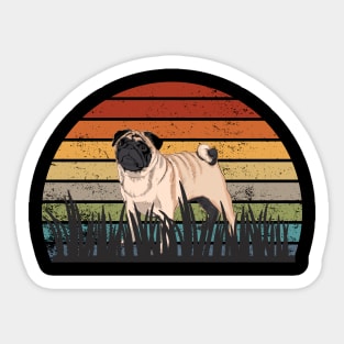 Vintage Sunset Pug Sticker